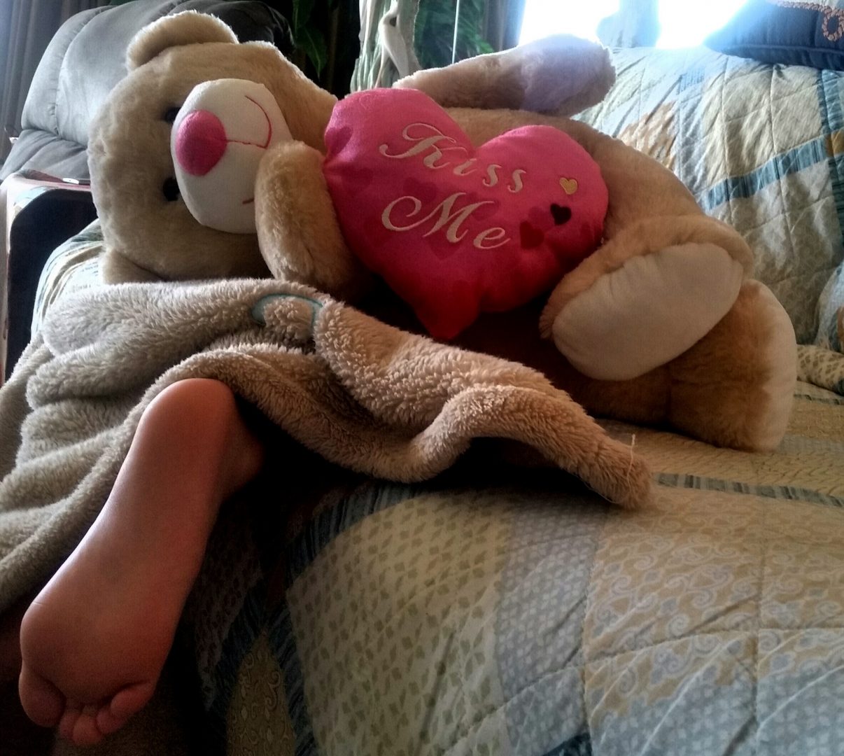 une couverture douillette et un ours en peluche de la Saint-Valentin